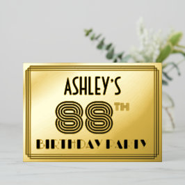 88th Birthday Party —アールデコスタイル「88」 & Name 箔招待状