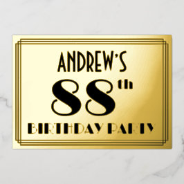 88th Birthday Party —アールデコ検索「88」 +名前 箔招待状