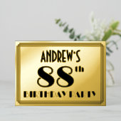 88th Birthday Party —アールデコ検索「88」 +名前 箔招待状 (立ち正面)