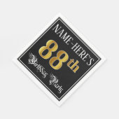 88th Birthday Party – スクリプファンシート、フェイク金ゴールド・ルック スタンダードランチョンナプキン (角)