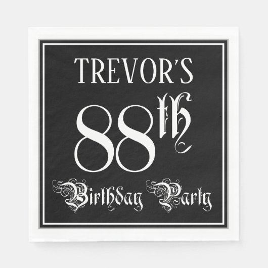 88th Birthday Party – スクリプファンシート+名前をカスタムする スタンダードランチョンナプキン (正面)