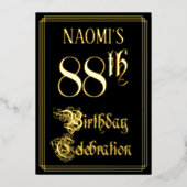 88th Birthday Party – スクリプファンシート&名前をカスタムする 箔招待状 (正面)