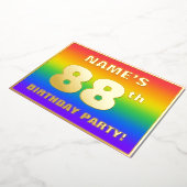 88th Birthday Party: Fun, Colorful Rainbow Pattern 箔招待状 (回転した状態)