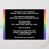 88th Birthday Party: Fun, Colorful Rainbow Pattern 箔招待状 (裏面)