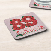 89および花すばらしい第89誕生日の赤いバラ コースター (左側)