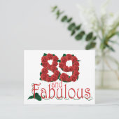 89と素晴らしい89th誕生日レッドローズフローラ ポストカード (スタンド正面)