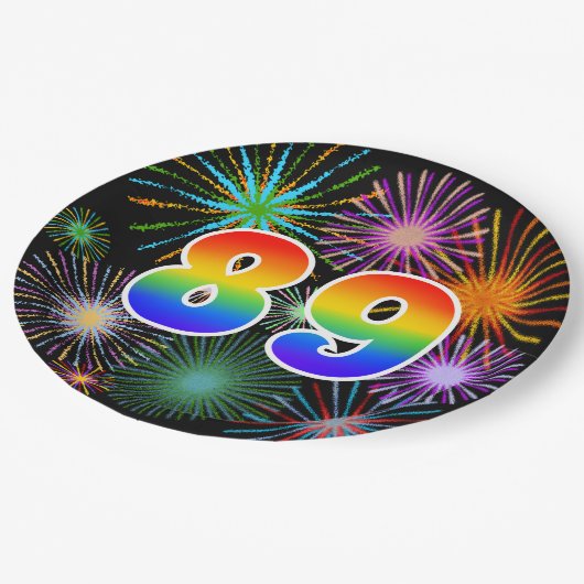 89イベント-おもしろい, カラフル, はっきりした, Rainbow 89 ペーパープレート (アングル)