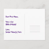 89歳の誕生日おめでとう:楽しいハート柄、虹 89 ポストカード (裏面)