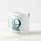 89歳の誕生日・記念日のクジャクの羽 コーヒーマグカップ (正面左)