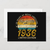 89歳の誕生日 1936 素晴らしい 89歳の誕生日プレゼント ポストカード (正面/裏面)
