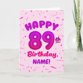 89歳の風船の数字のカスタム名の誕生日カード カード (正面)