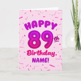 89歳の風船の数字のカスタム名の誕生日カード カード