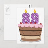 89歳オンお誕生日ケーキ ポストカード (正面/裏面)
