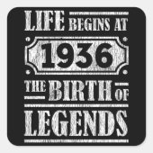 89歳1936年誕生伝説89誕生日 スクエアシール (正面)