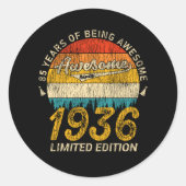 89歳1936年89番目の素晴らし誕生日 ラウンドシール (正面)