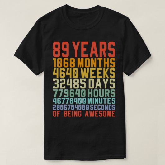 89歳89誕生日ヴィンテージヶ月日Ret Tシャツ (デザイン正面)