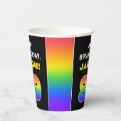 89誕生日カラフル:レインボー# 89,名前をカスタムする 紙コップ (左)