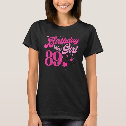 89誕生日ガールクラウン89歳1日 Tシャツ (正面)