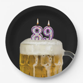 89誕生日ビールオンブラック紙プレート ペーパープレート