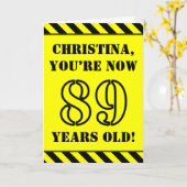 89誕生日:おもしろいステンシルスタイル文字、名前をカスタムする カード (黄色い花)