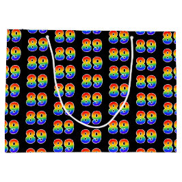 89誕生日:おもしろいレインボーイベントナンバー89パターン ラージペーパーバッグ