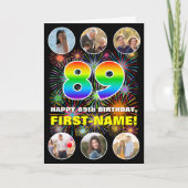 89誕生日:おもしろいレインボー#,名前をカスタムする&写真 カード (正面)