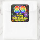 89誕生日:おもしろい花火ルック、虹# 89 スクエアシール (バッグ)