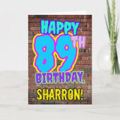 89誕生日-おもしろい、アーバングラフィティインスパイアルック カード (正面)