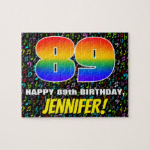 89誕生日—おもしろい、カラフル音楽シンボル&89