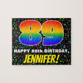 89誕生日—おもしろい、カラフル音楽シンボル&89 ジグソーパズル