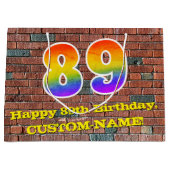 89誕生日:おもしろい、グラフィティインスパイアレインボーー# 89 ラージペーパーバッグ (正面)