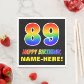 89誕生日:はっきりした,おもしろい,シンプル虹, 89 スタンダードランチョンナプキン (インサイチュ)