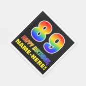 89誕生日:はっきりした,おもしろい,シンプル虹, 89 スタンダードランチョンナプキン (角)