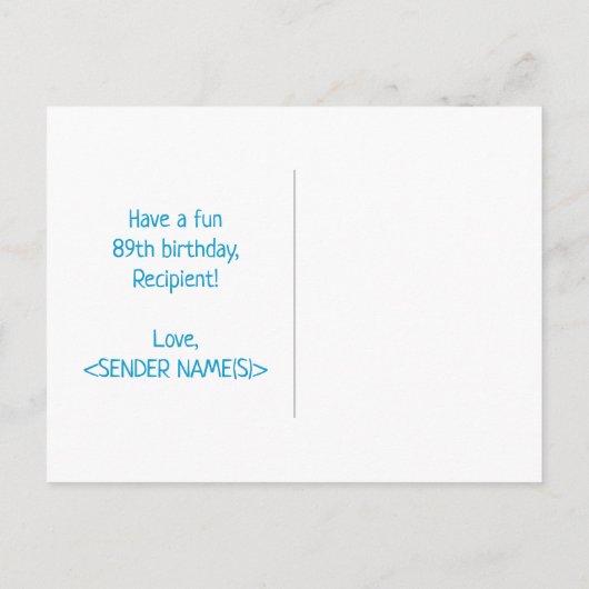 89誕生日:はっきりした,おもしろい,シンプル虹， 89 ポストカード (裏面)