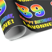 89誕生日:はっきりした,おもしろい,シンプル虹, 89 ラッピングペーパー (ロールコーナー)