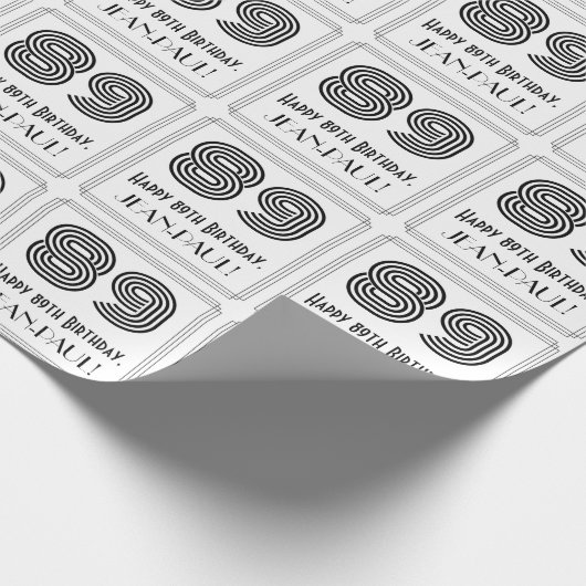 89誕生日:アールデコインスパイアスタイル「89」 +名前 ラッピングペーパー (角)