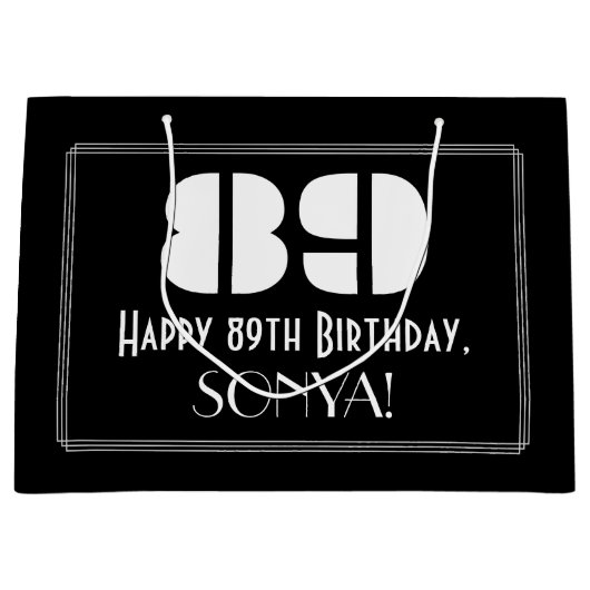 89誕生日~アールデコインスパイア見る"89" +名前 ラージペーパーバッグ (正面)