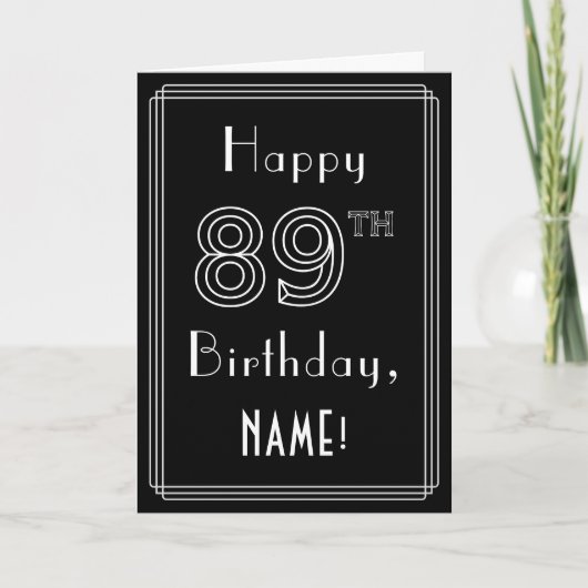89誕生日:アールデコスタイル# 89 & 名前をカスタムする カード (正面)
