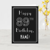 89誕生日:アールデコスタイル# 89 & 名前をカスタムする カード (黄色い花)