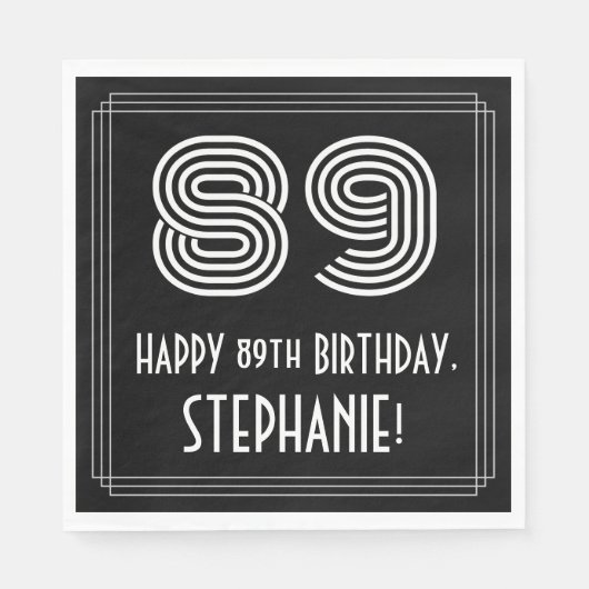 89誕生日:インスパイアアールデコ検索"89" +名前 スタンダードランチョンナプキン (正面)