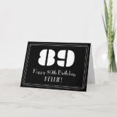 89誕生日:インスパイアアールデコ「89」と名前 カード (正面)