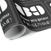 89誕生日:インスパイアアールデコ「89」と名前 ラッピングペーパー (ロールコーナー)