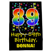 89誕生日:カラフルスターズパターン&レインボー89 ミディアムペーパーバッグ (裏面)