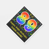 89誕生日-カラフル音楽シンボル, Rainbow 89 スタンダードランチョンナプキン (角)
