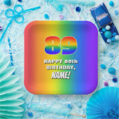 89誕生日: カラフル、おもしろいレインボーパターン# 89 ペーパープレート (パーティー)