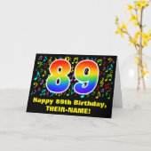 89誕生日:カラフルMusic Symbols & Rainbow 89 カード (黄色い花)