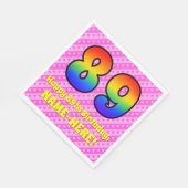 89誕生日:ピンクストライプのハート、レインボー# 89 スタンダードランチョンナプキン (角)