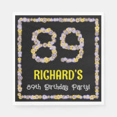 89誕生日:フローラ花数名前をカスタムする スタンダードランチョンナプキン (正面)