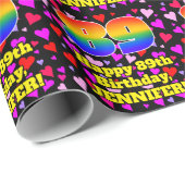 89誕生日：愛するハートパターン、虹# 89 ラッピングペーパー (ロールコーナー)