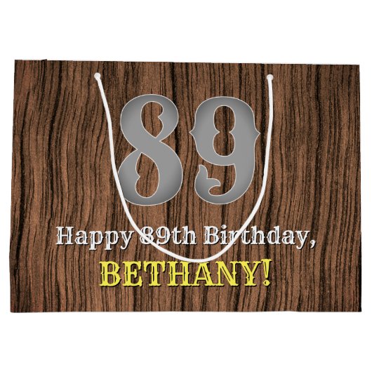 89誕生日: Country インスパイア Western  Look, Name ラージペーパーバッグ (裏面)